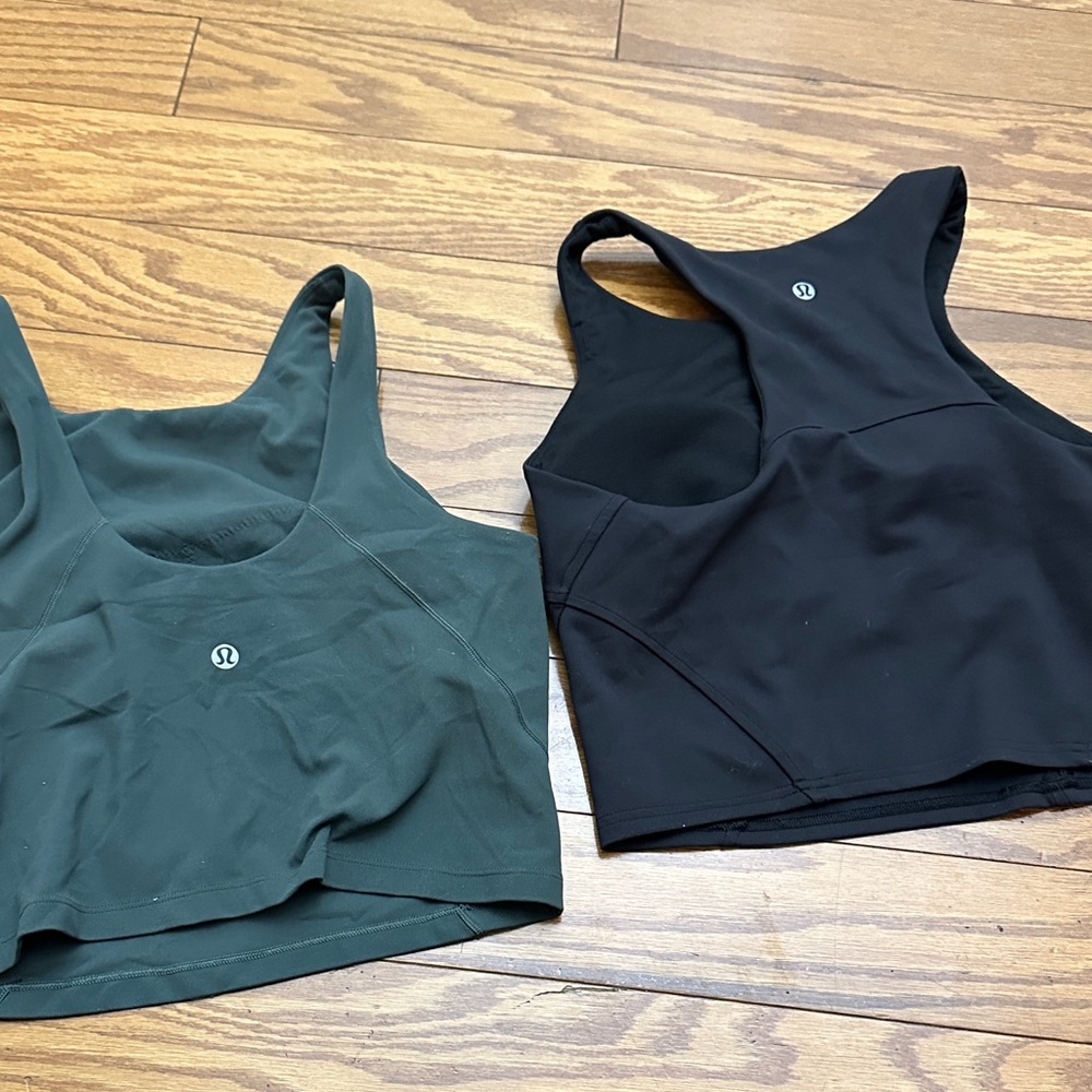 lululemon athletica Sports Bras in Black and Dark Green